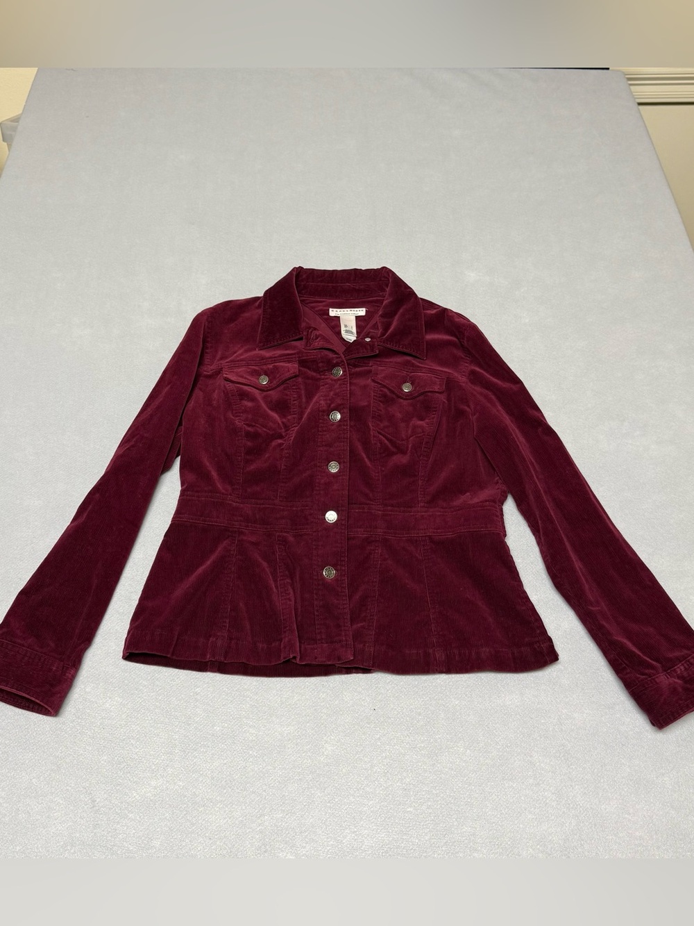 Women's Crazy Horse Burgundy Corduroy Jacket Size Large Dark Academia Vintage
